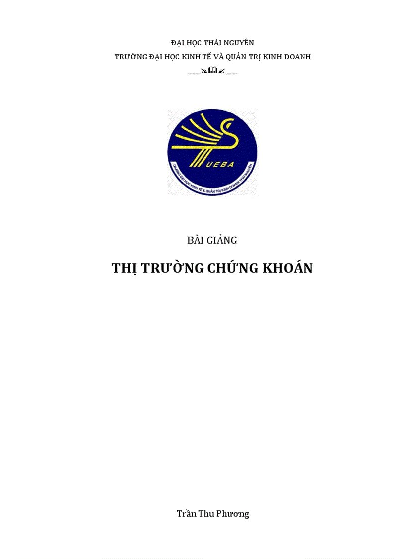 Bài giảng Thị trường chứng khoán