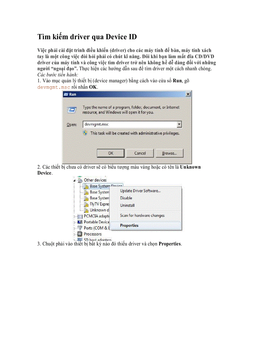 Tìm kiếm driver qua Device ID