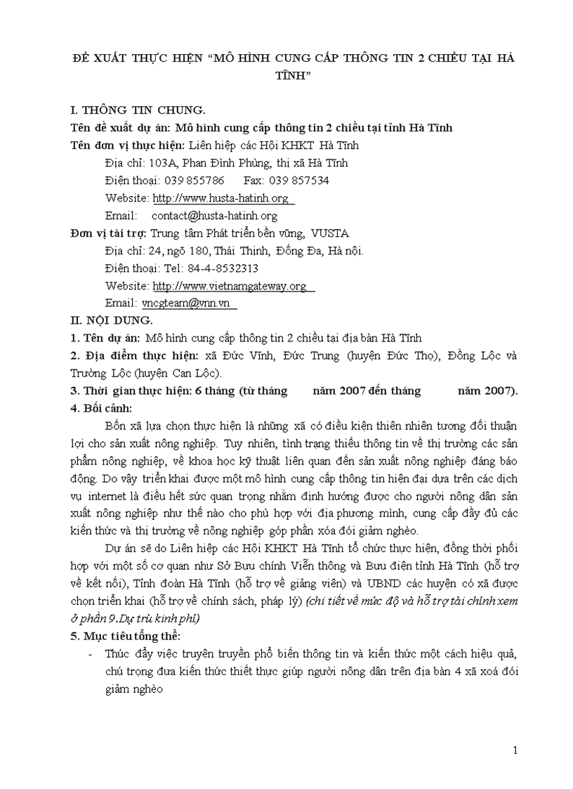 Đề xuất thực hiện mô hình cung cấp thông tin 2 chiều tại hà tĩnh