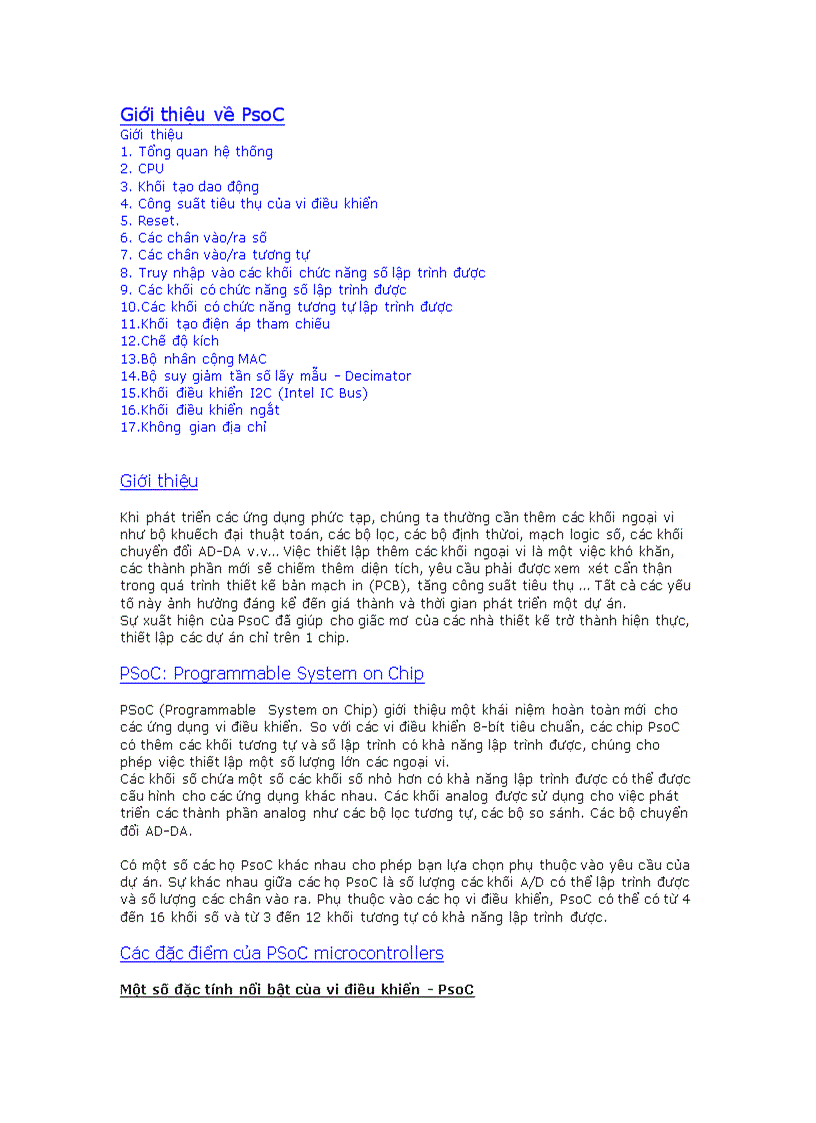 Giới thiệu PSoC Programmable System on Chip