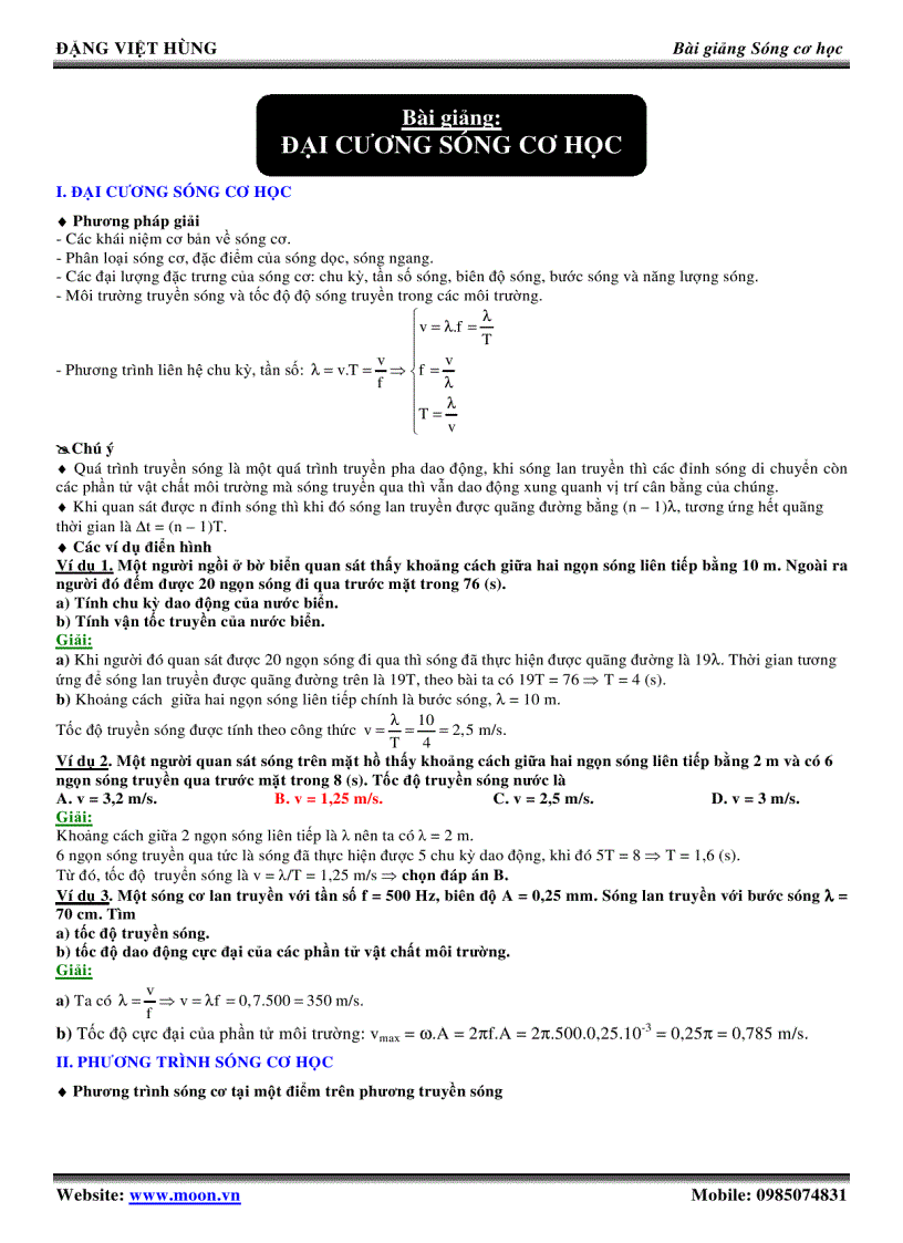 Đại cương sóng cơ học Đặng việt Hùng