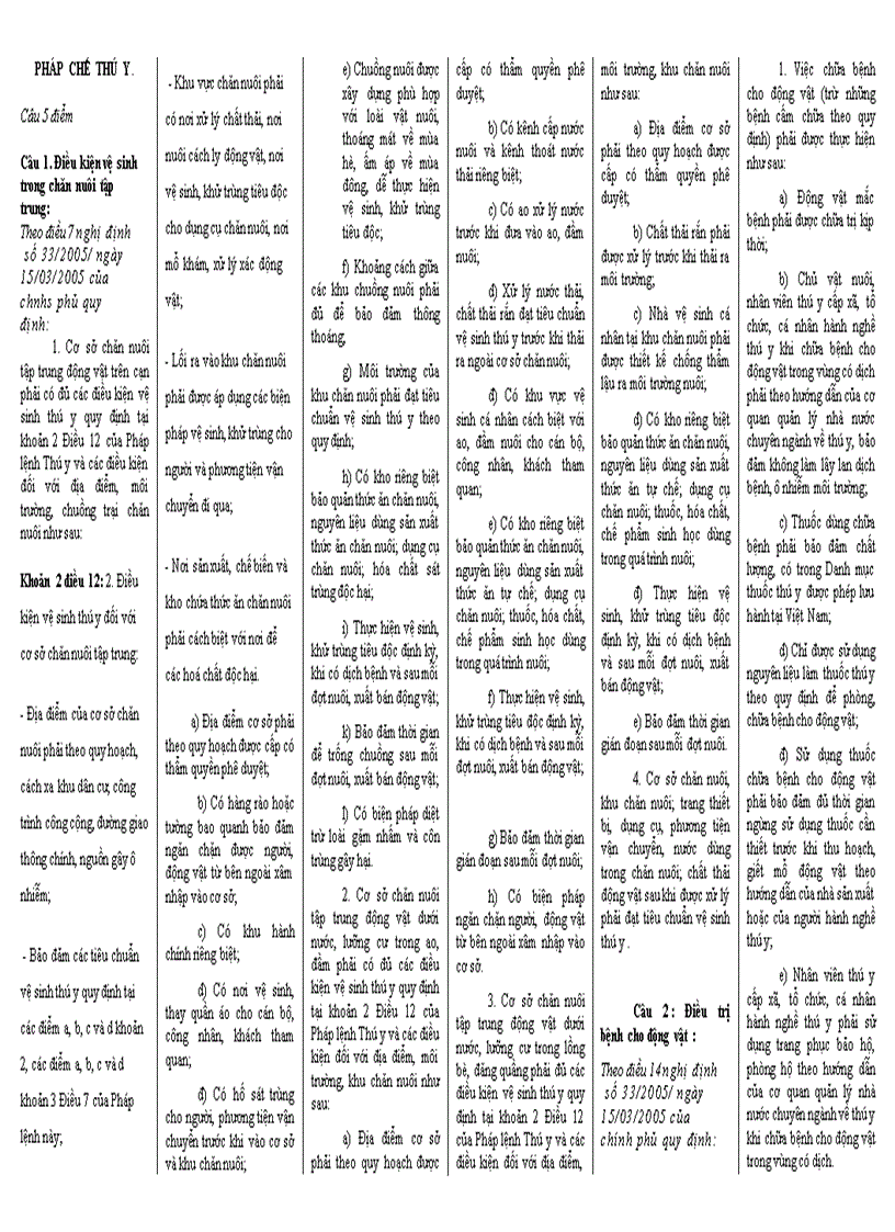 PHÁP CHẾ THÚ Y luật chăn nuôi