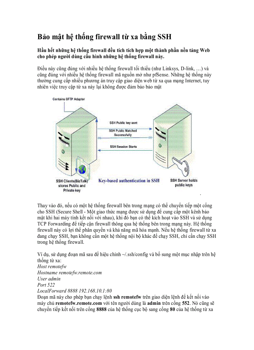 Bảo mật hệ thống firewall từ xa bằng SSH