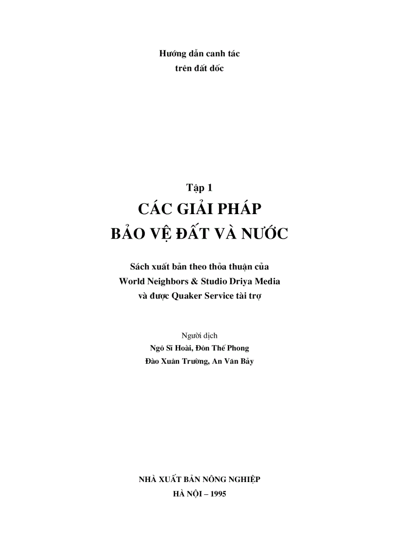 Các giải pháp bảo vệ đất và nước