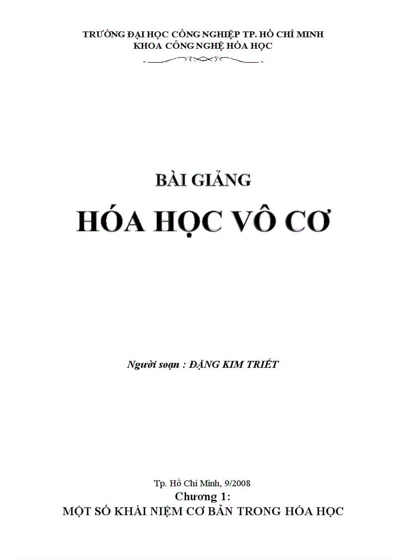 Bài giảng hóa học vô cơ