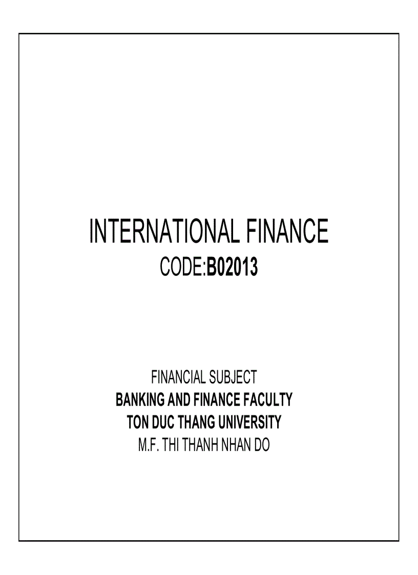 International finance intro