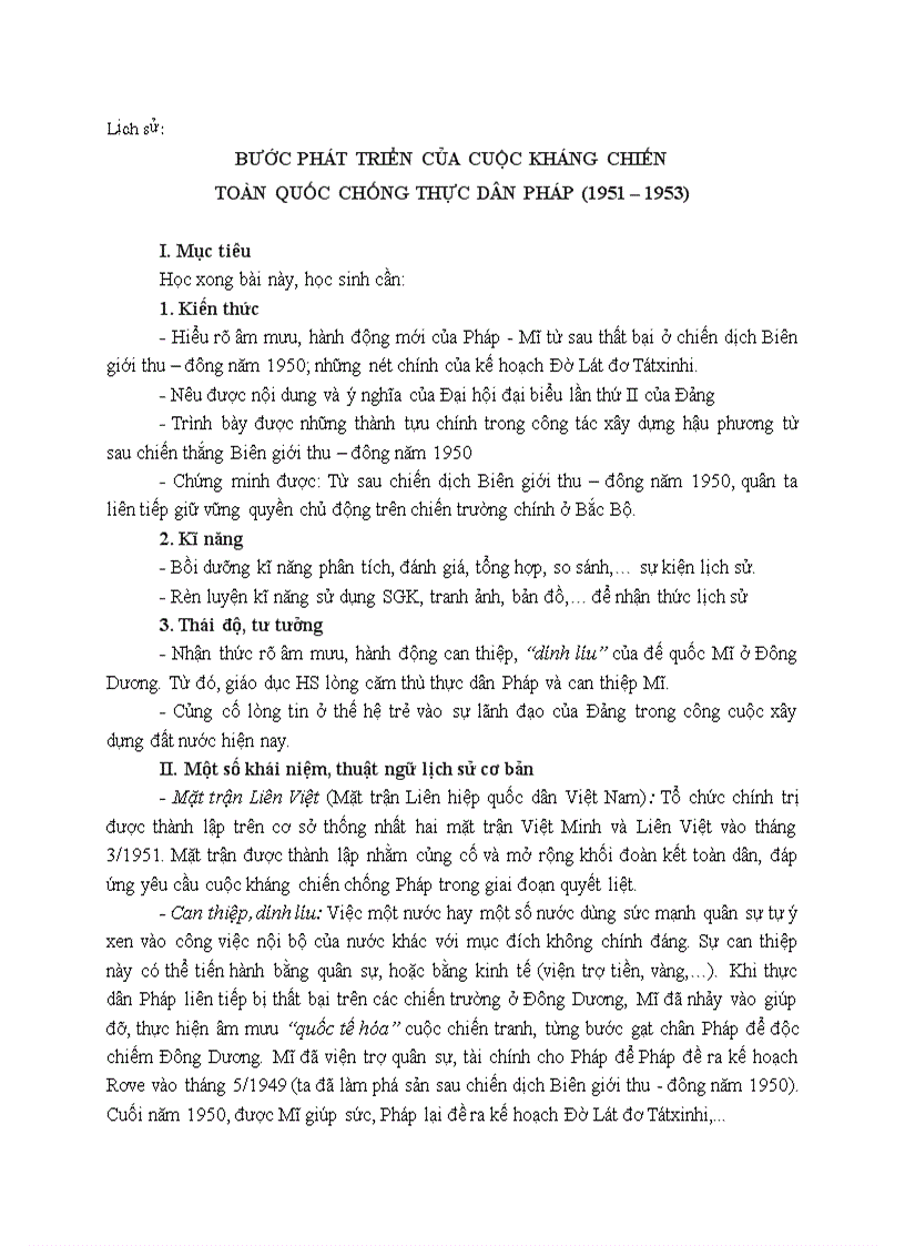 Lịch sử BƯỚC PHÁT TRIỂN CỦA CUỘC KHÁNG CHIẾN TOÀN QUỐC CHỐNG THỰC DÂN PHÁP 1951 1953