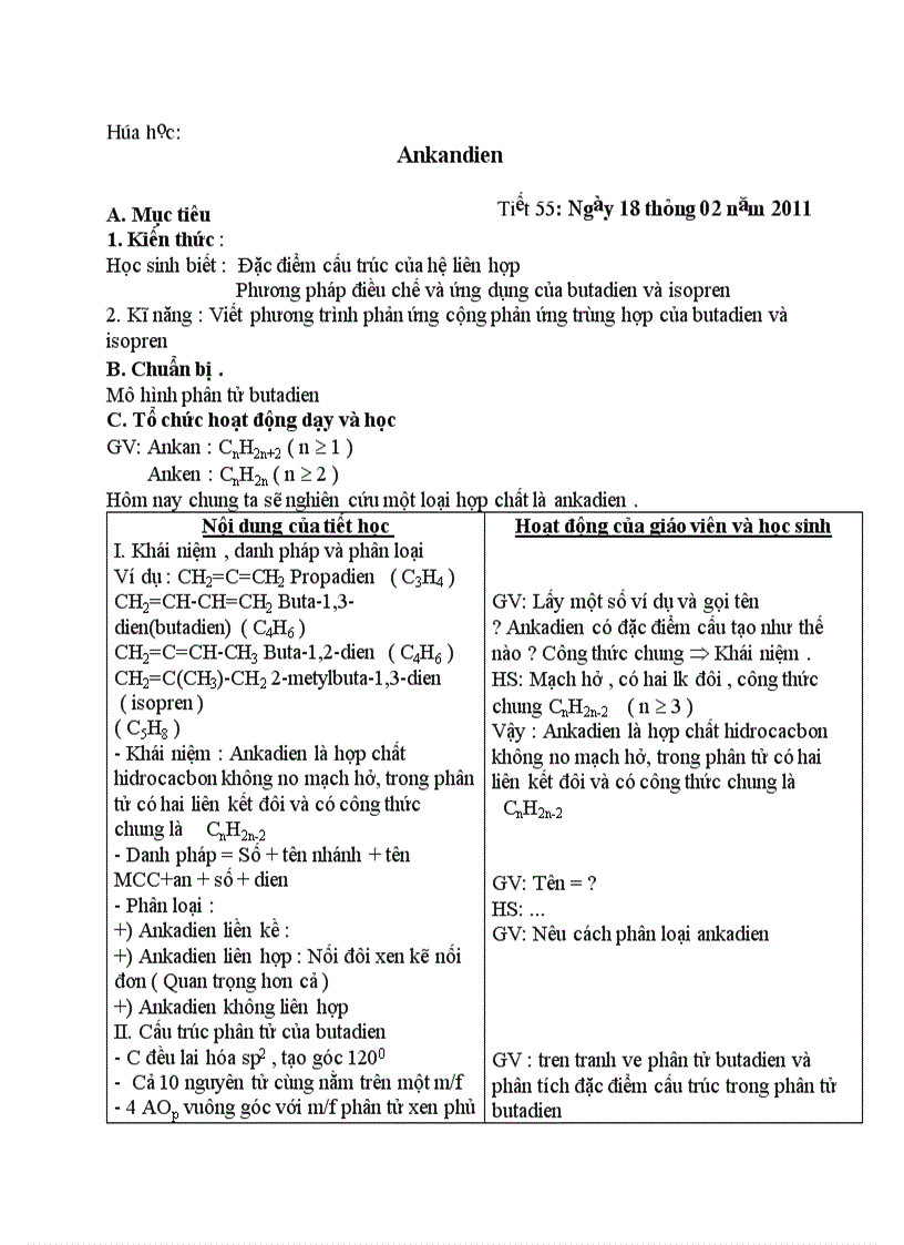 Hóa học Ankandien