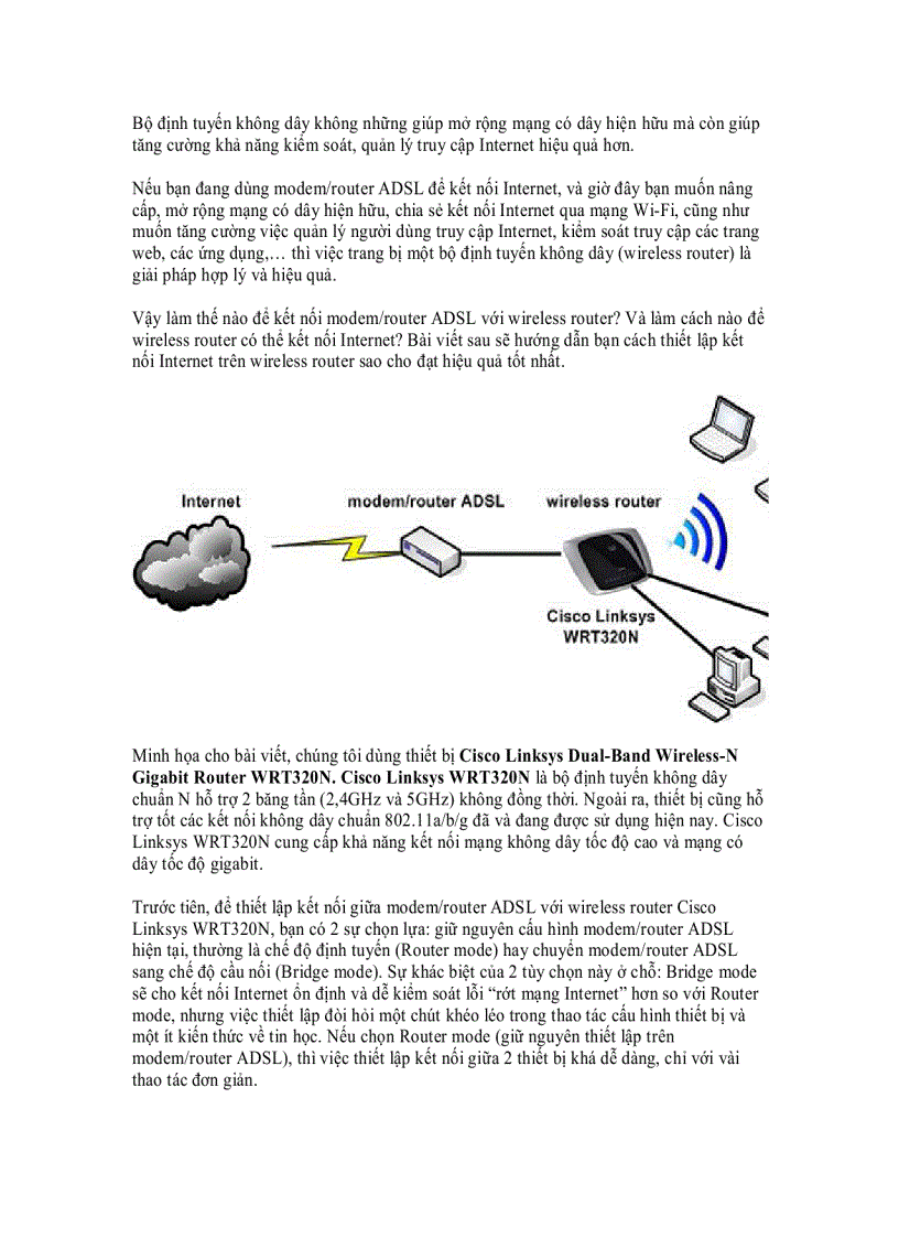 Kết nối Internet cho bộ định tuyến không dây