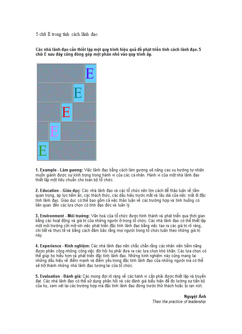 5 chữ E trong tính cách lãnh đạo