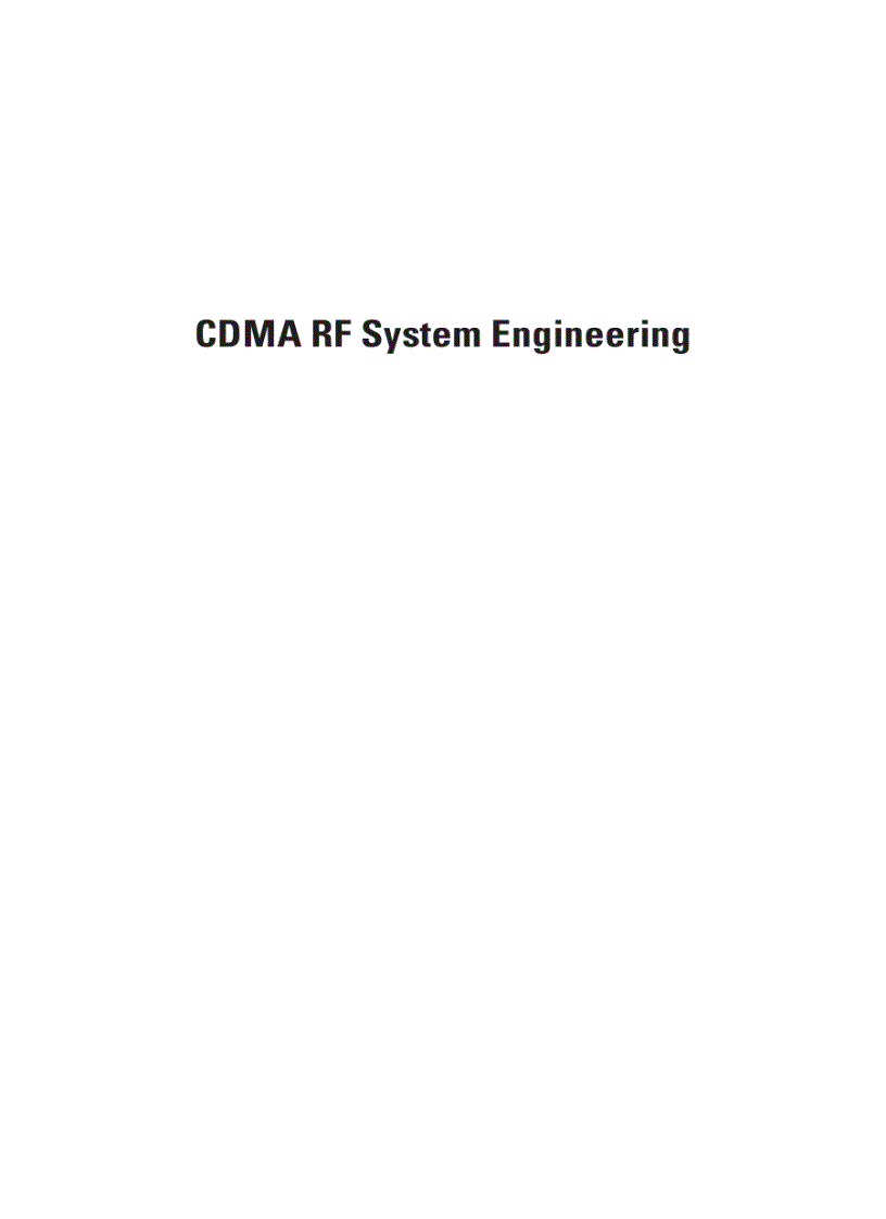 CDMA RF System Engineering