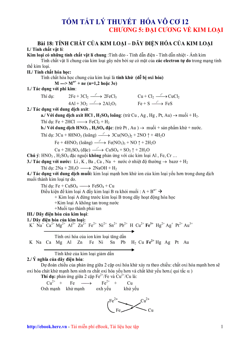 Tóm tắt lý thuyết hóa vô cơ 12