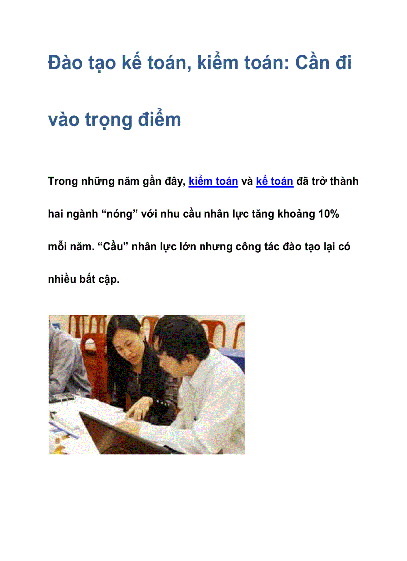 Đào tạo kế toán kiểm toán Cần đi vào trọng điểm