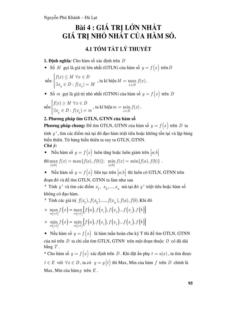 Giá trị lớn nhất giá trị nhỏ nhất thầy nguyễn phú khánh