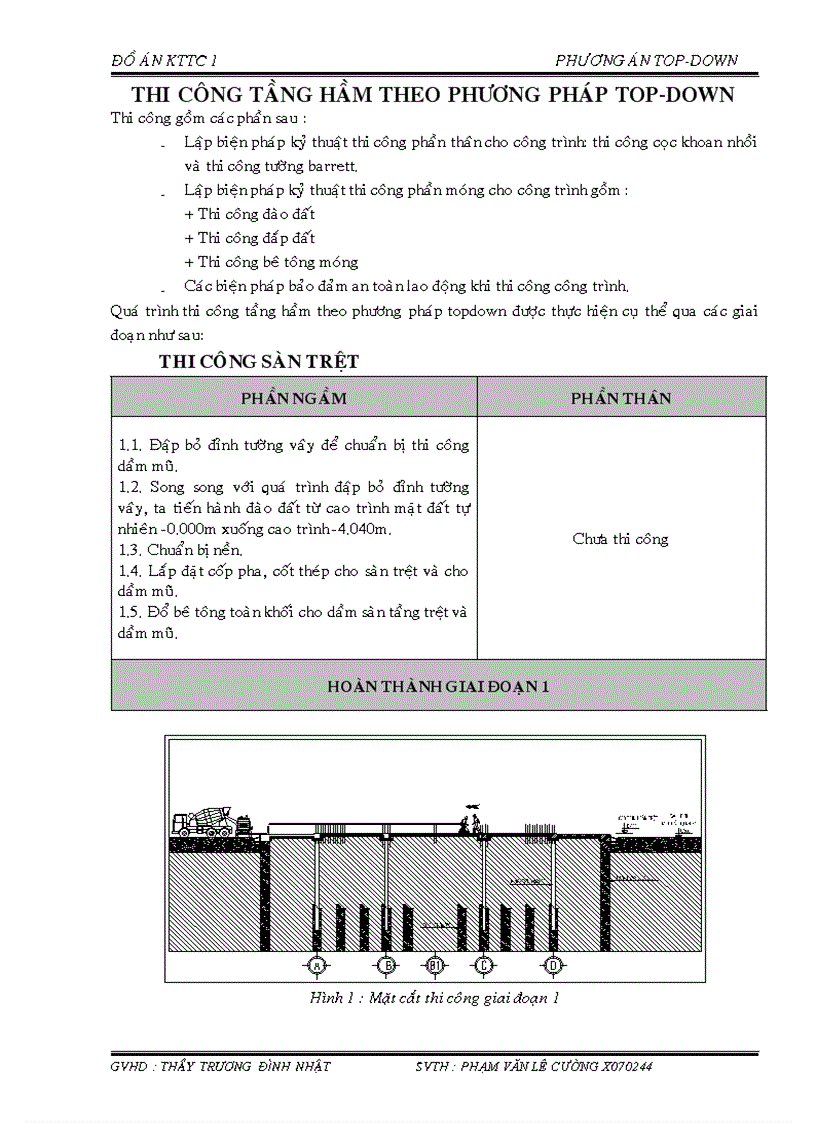 Đồ án thi công 1 thi công tầng hầm theo phương pháp top down