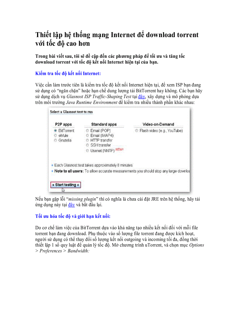 Thiết lập hệ thống mạng Internet để download torrent với tốc độ cao hơn