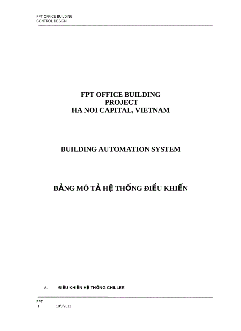 Bảng mô tả hệ thống điều khiển