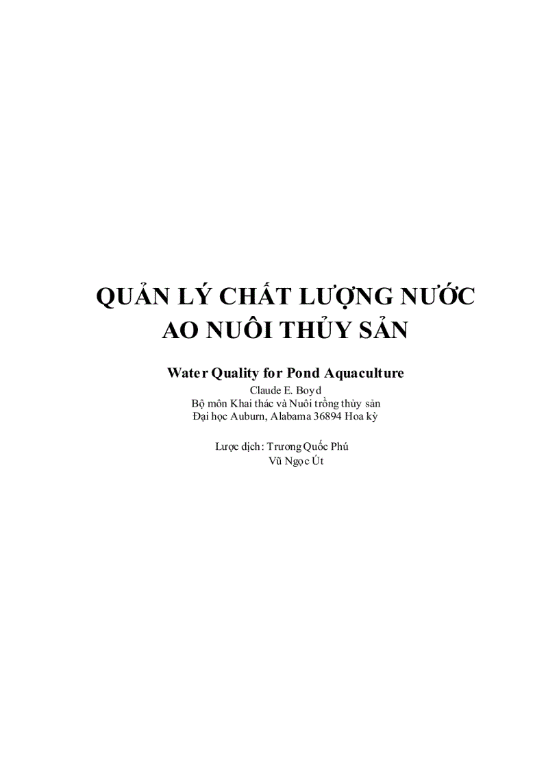 Quản lý chất lượng nước ao nuôi thủy sản