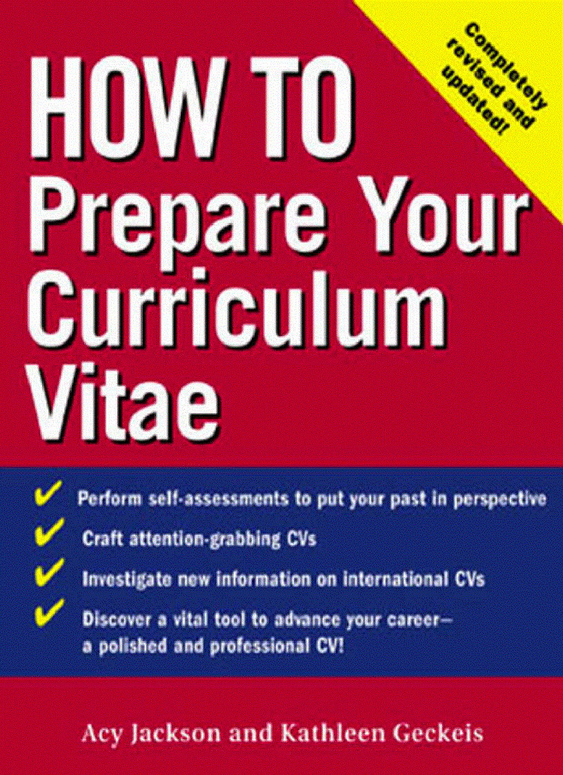 HOW TO Prepare Your Curriculum Vitae