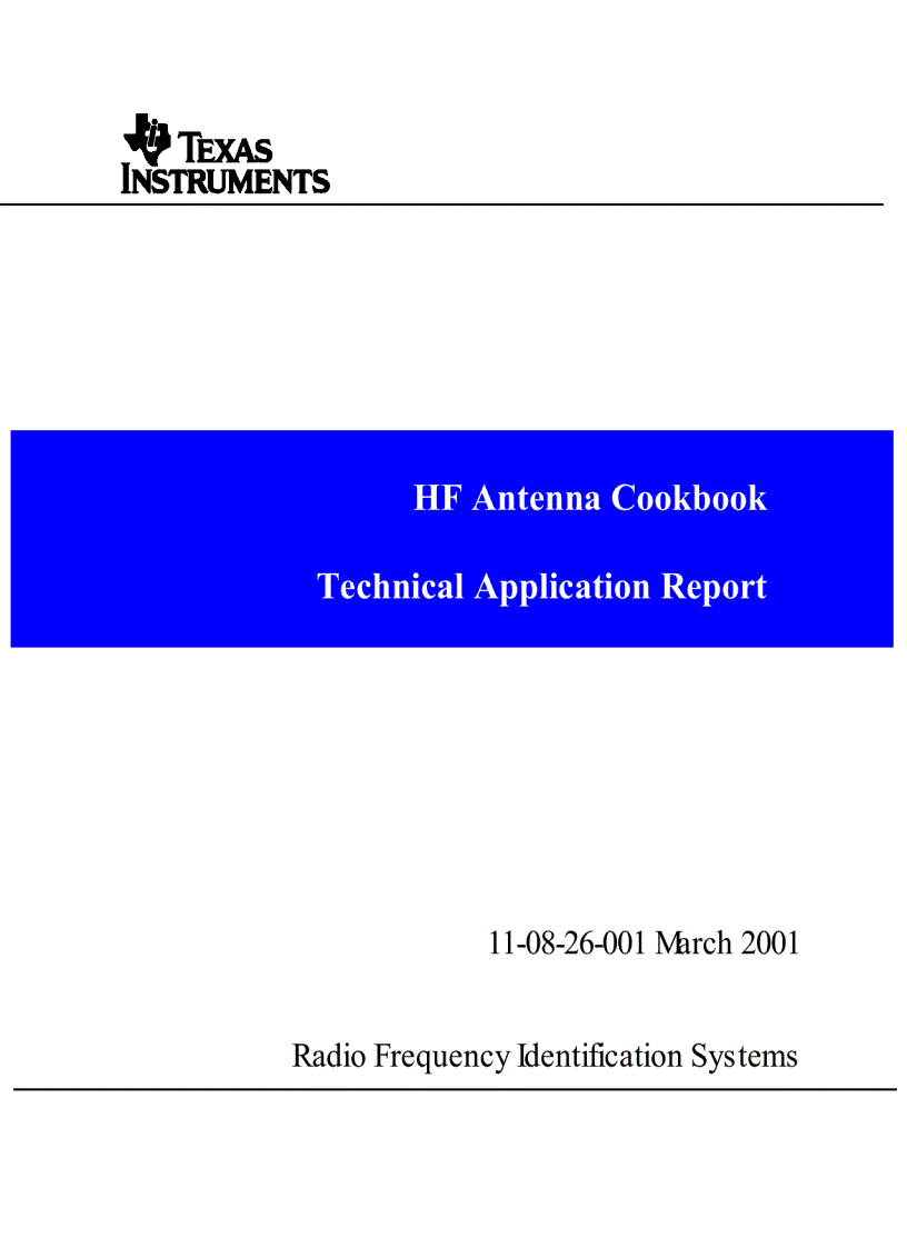 HF Antenna Cookbook Technical Application Report