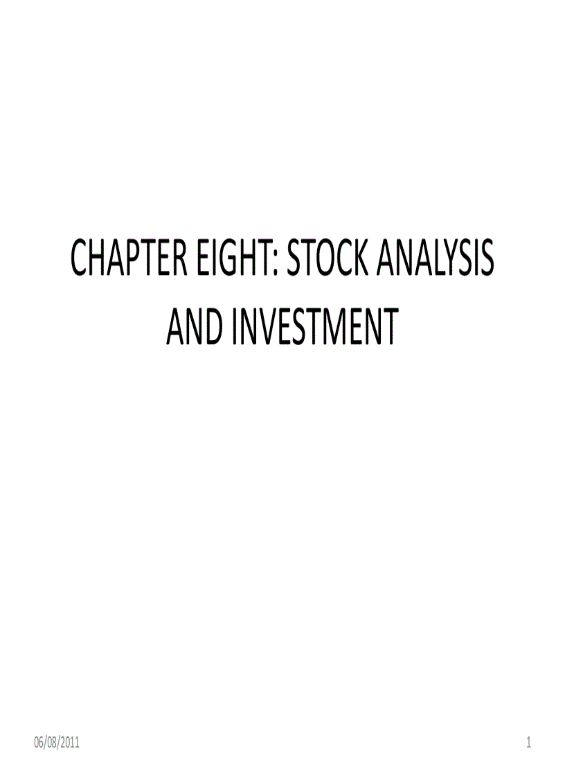 Stock analysis and investment