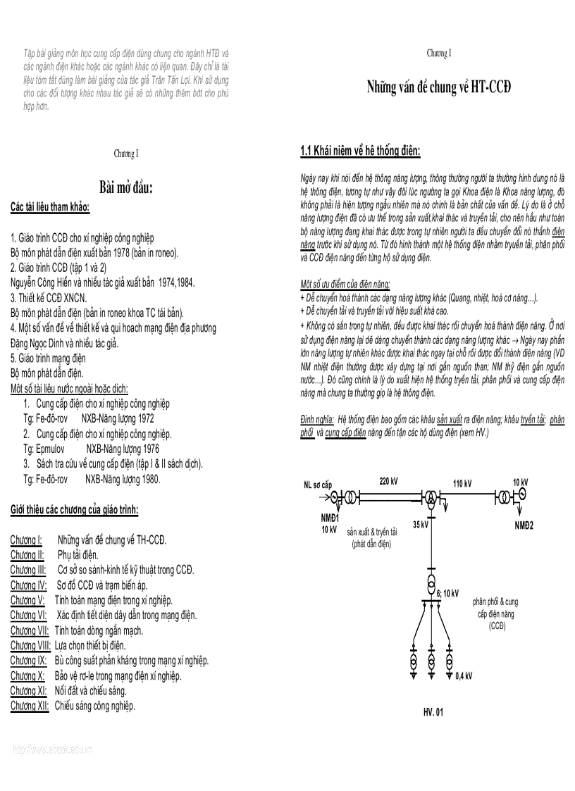 Giáo trình cung cấp điện nhung vấn đề chung về hệ thông cung cấp điện