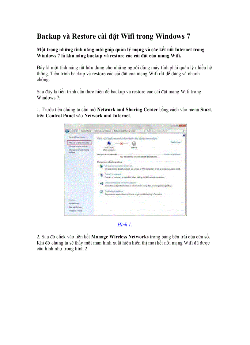 Backup và Restore cài đặt Wifi trong Windows 7