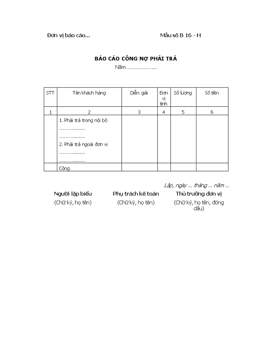 Báo cáo công nợ phải trả 1