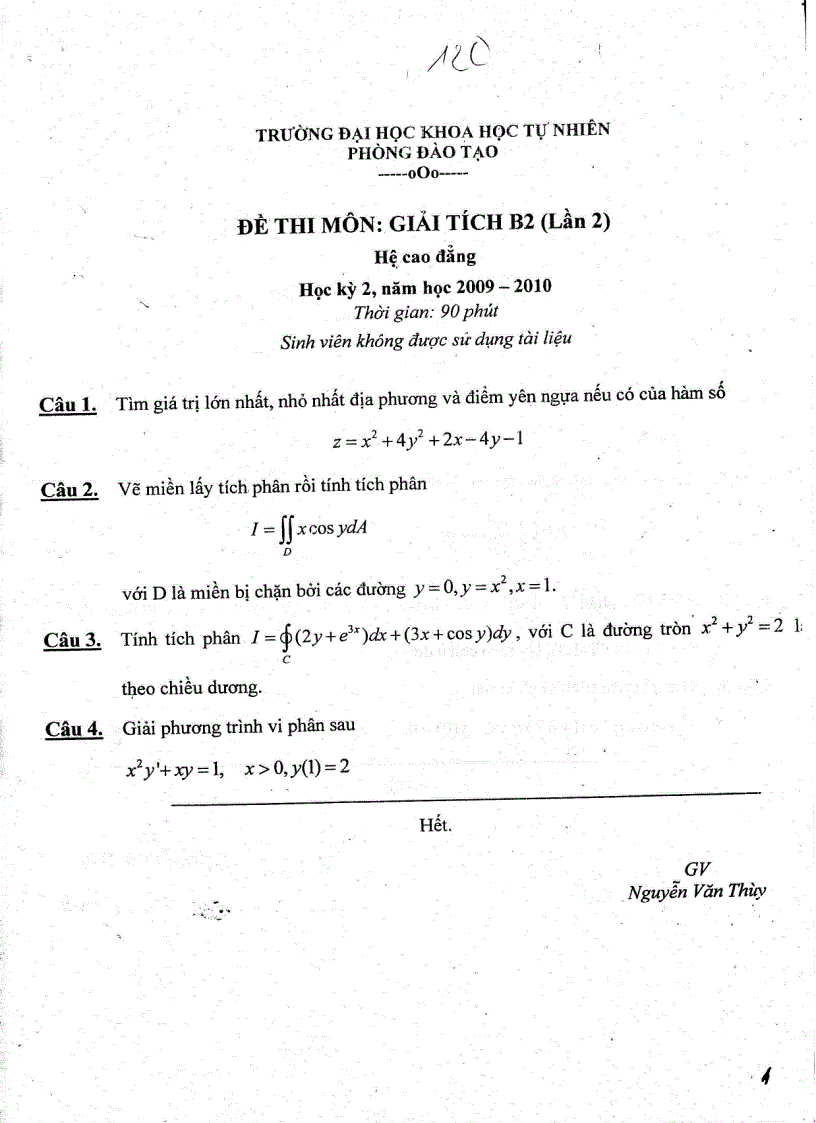 ToanB2 DeThi HCDH 2009 10 pdf lần 2