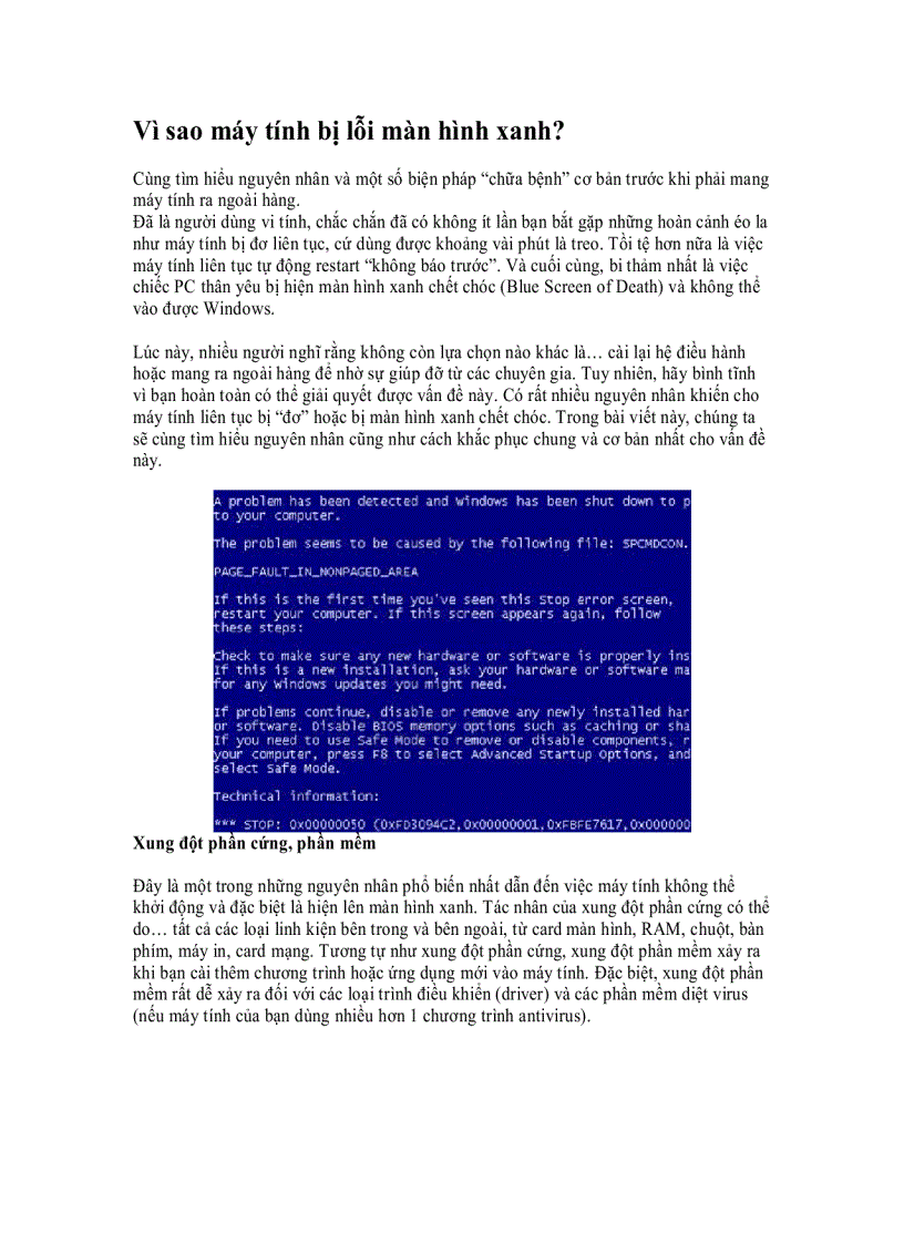 Vì sao máy tính bị lỗi màn hình xanh
