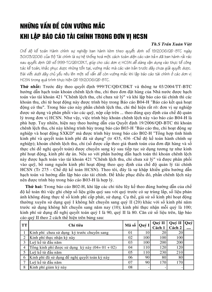 Những vấn đề còn vướng mắc khi lập báo cáo tài chính trong đơn vị HCSN