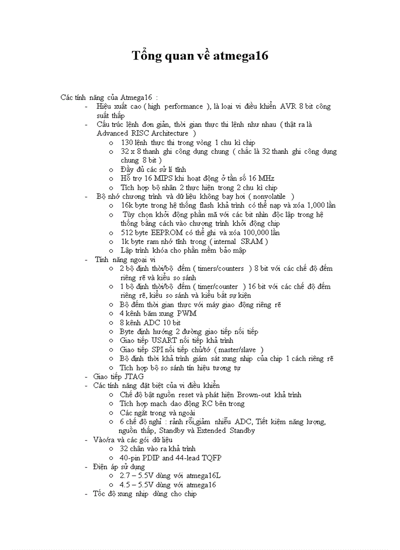 Tổng quan về atmega16