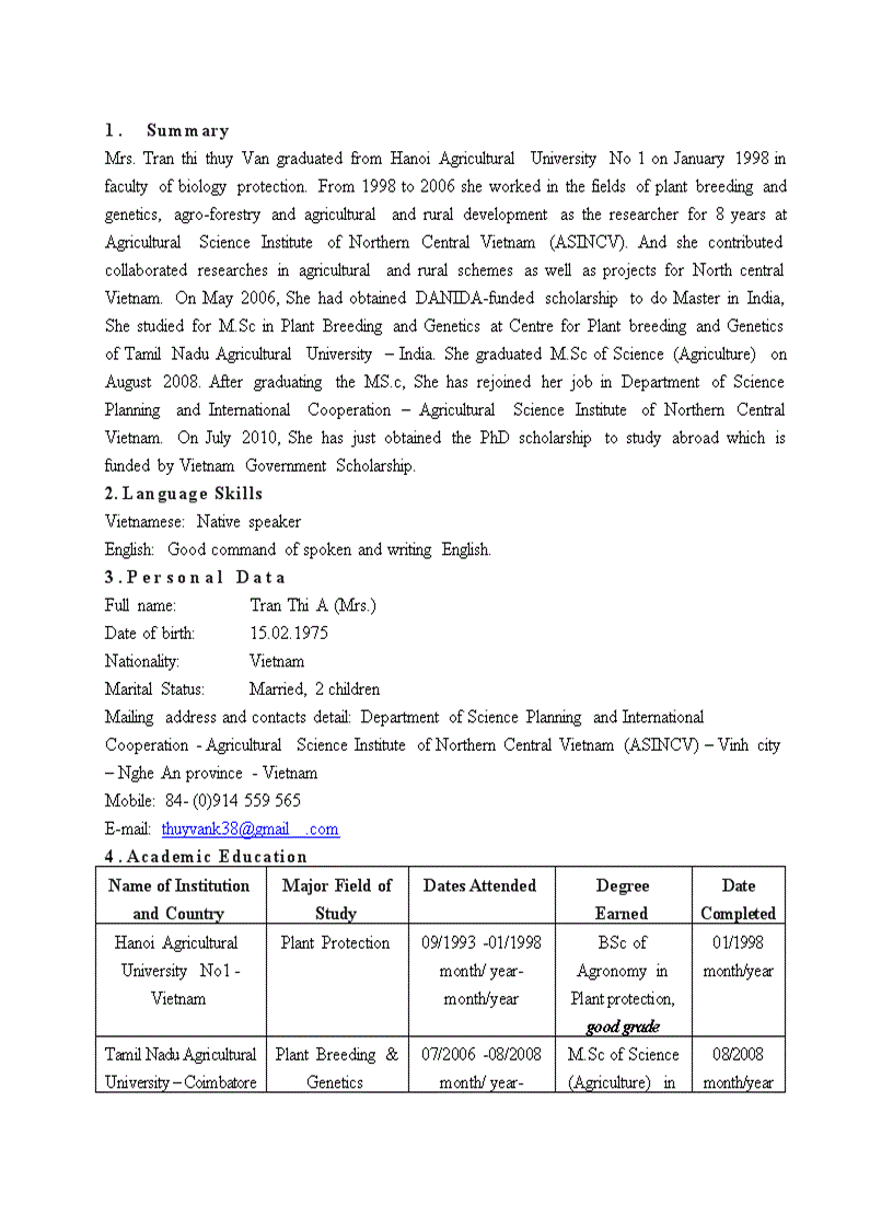 Cách viết CV tiếng anh xin học bổng