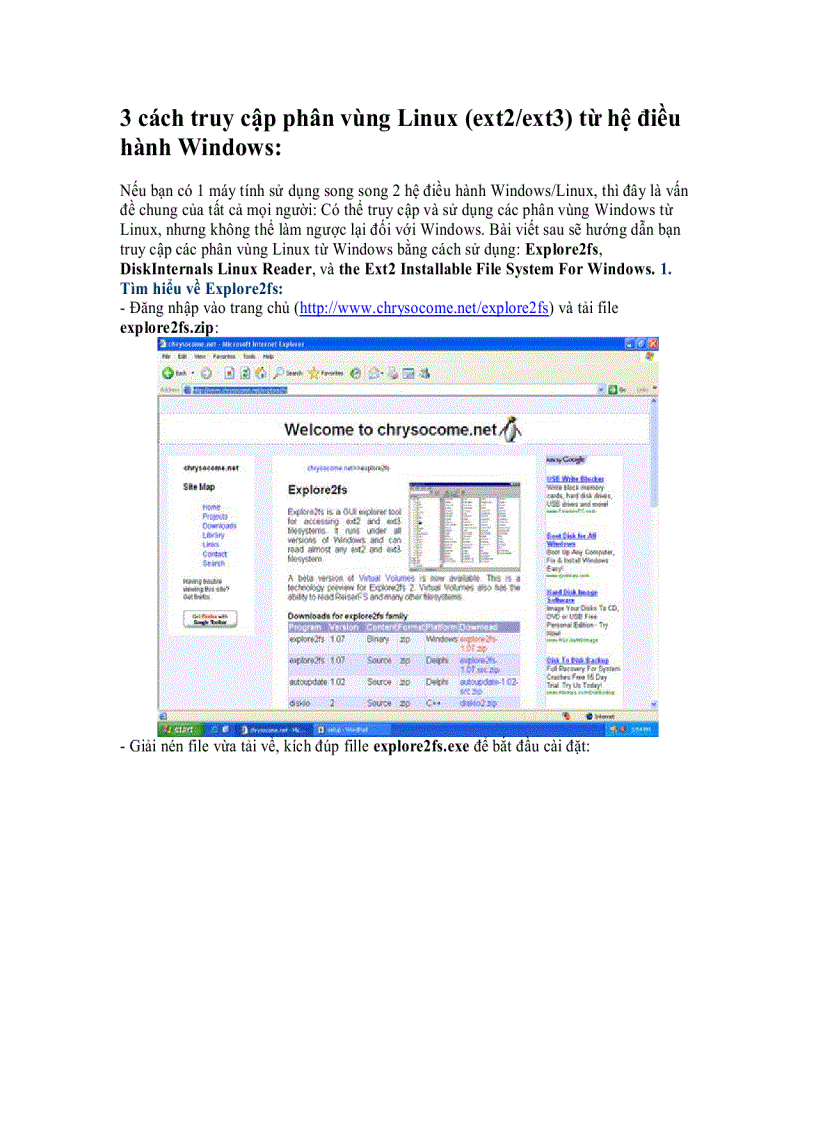 3 cách truy cập phân vùng Linux ext2 ext3 từ hệ điều hành Windows
