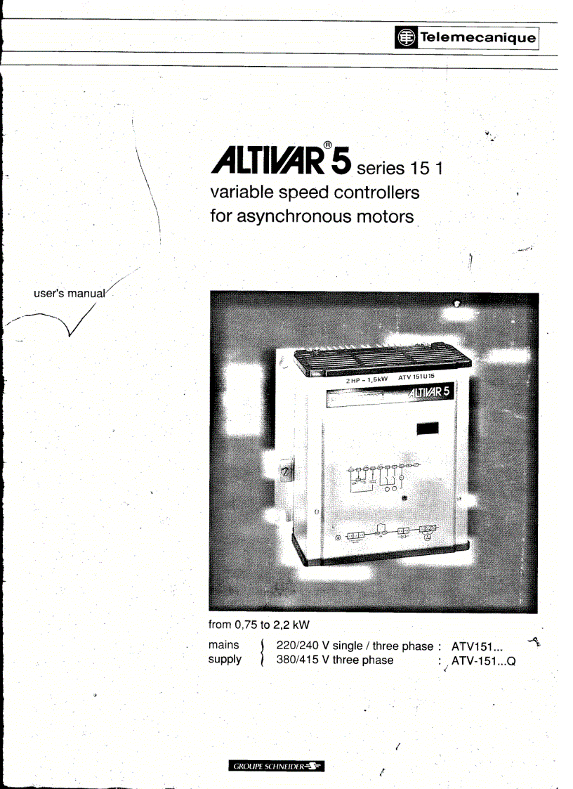 Telemecanique Altivar 5 Manual 0 75 To 2 2kW