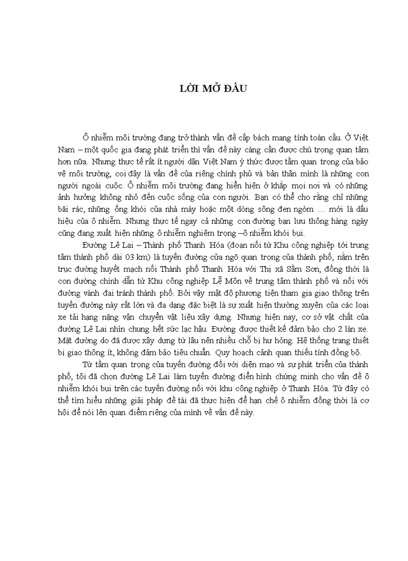 Kinh tế công cộng Vấn đề ô nhiễm môi trường ở đường Lê Lai Thành phố Thanh Hóa