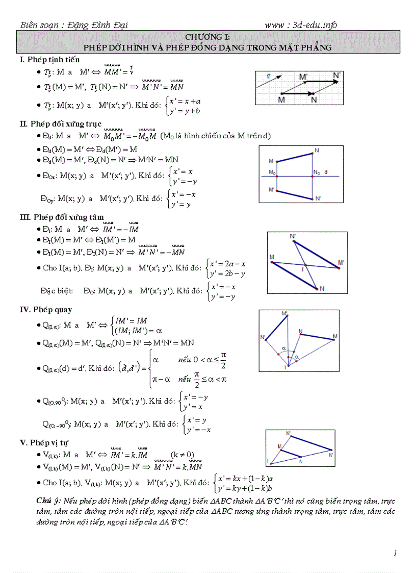 Bài tập phép biến hình chương I