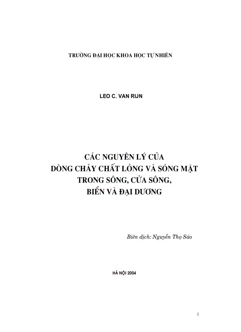 Các nguyên lý của dòng chảy chất lỏng và sóng mặt trong sông cửa sông biển và đại dương