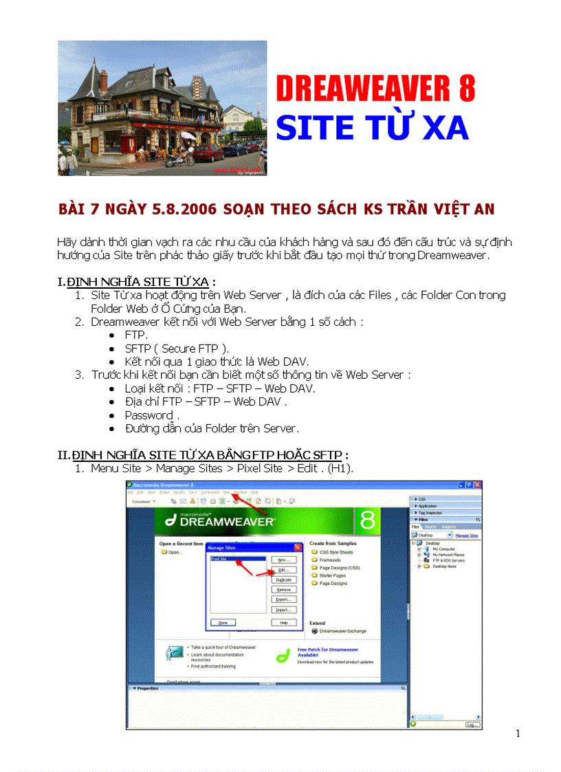 Giáo trình DREAMWEAVER8 Bài 7 Site từ xa