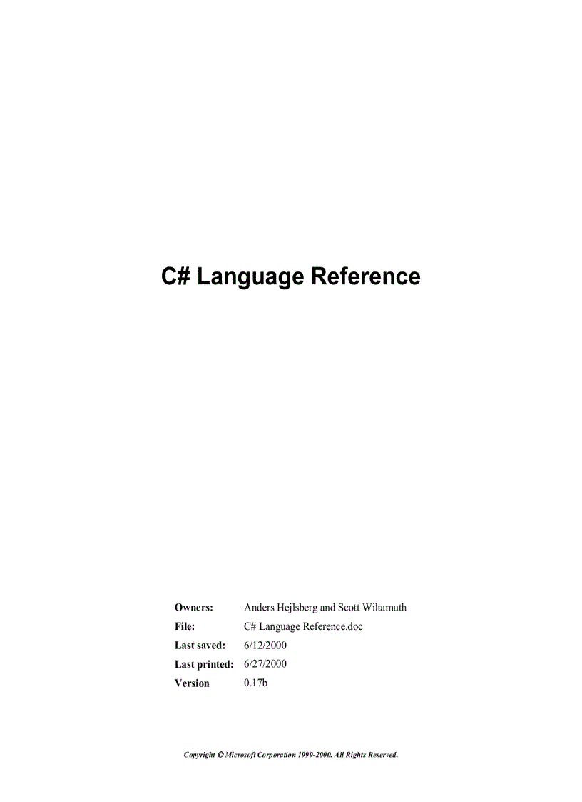 C Language Reference