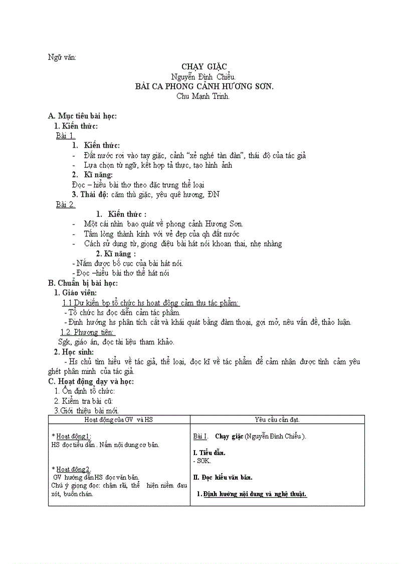 Ngữ văn CHẠY GIẶC