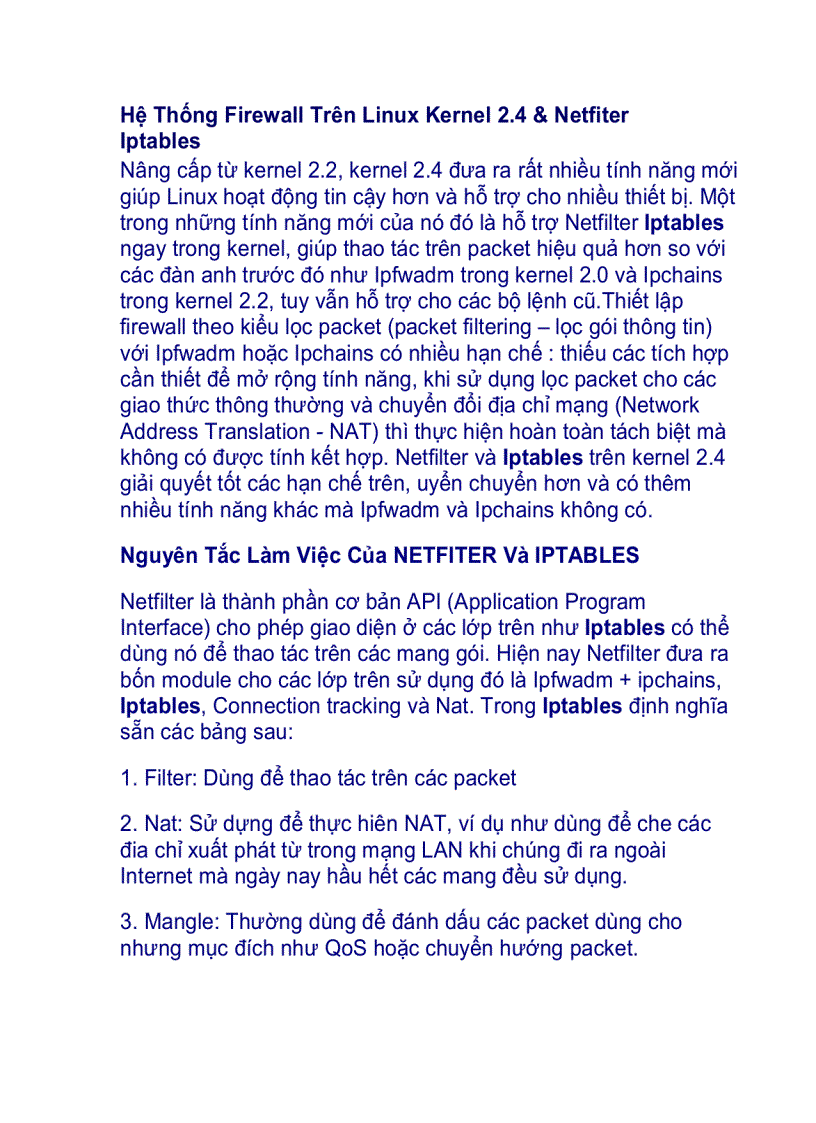 Hệ Thống Firewall Trên Linux Kernel 2 4 Netfiter Iptables