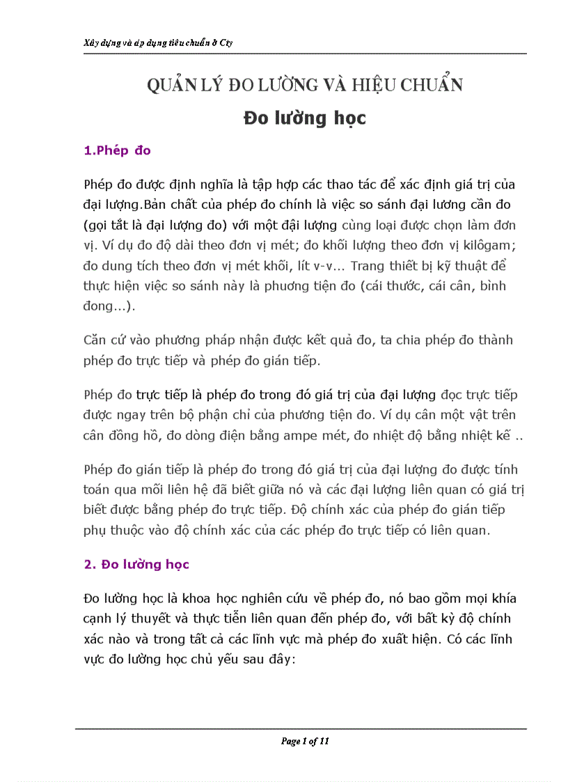 Quản lý đo lường và hiệu chuẩn đo lường học