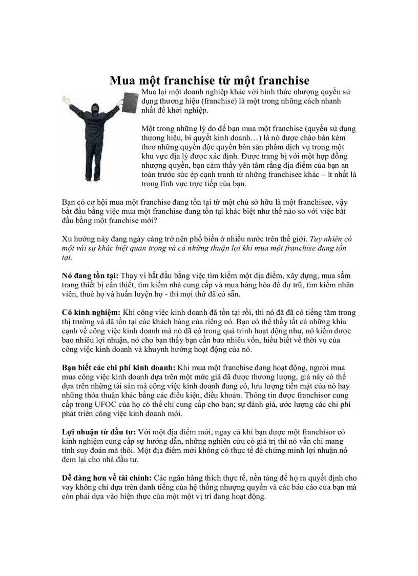 Mua một franchise từ một franchise