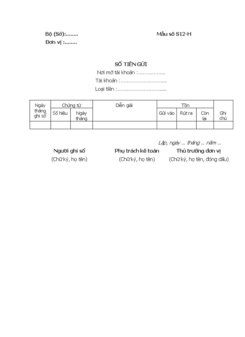 Sổ tiền gửi