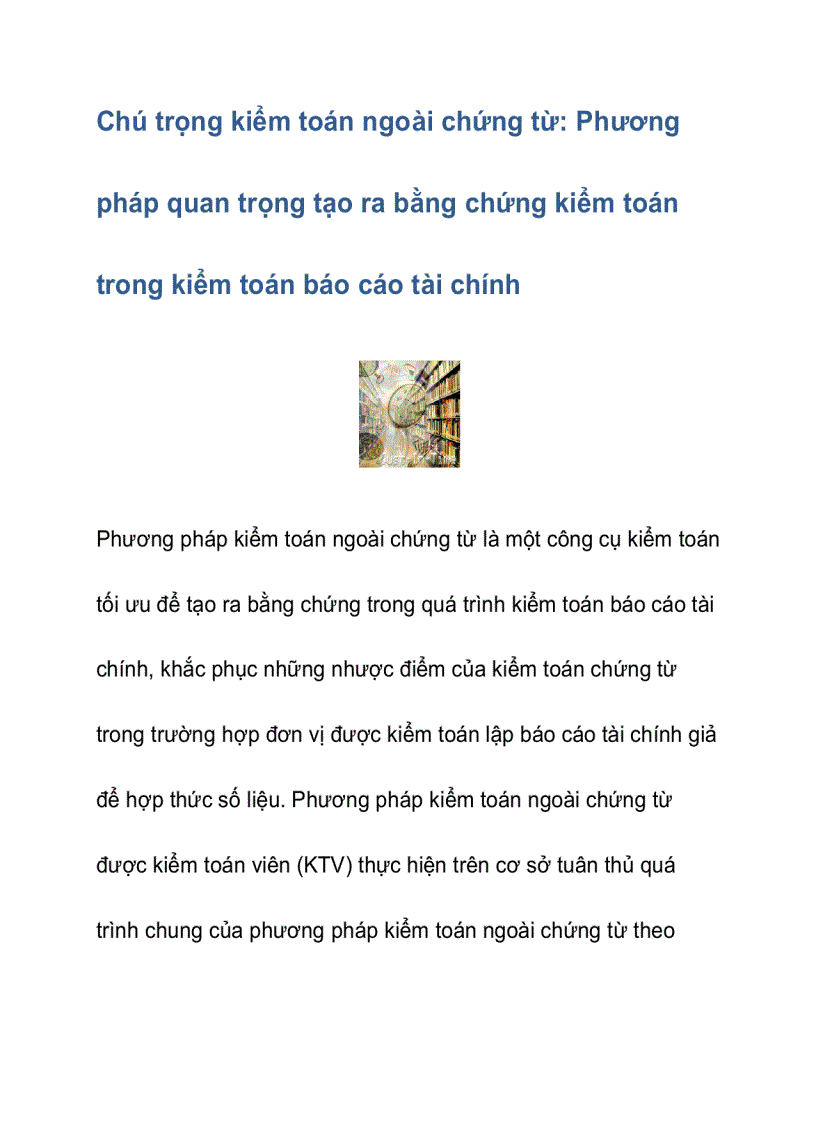 Chú trọng kiểm toán ngoài chứng từ