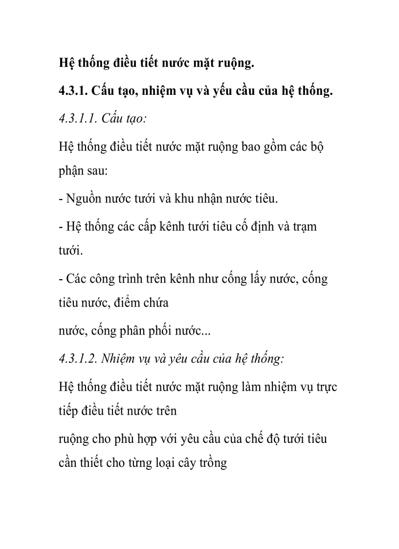 Hệ thống điều tiết nước mặt ruộng