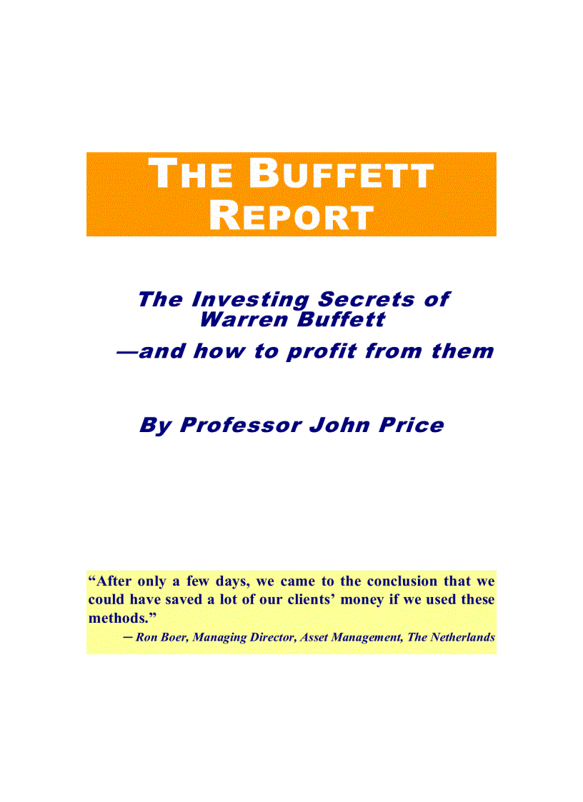 The Investing Secrets of Warren Buffett and how to profit from them