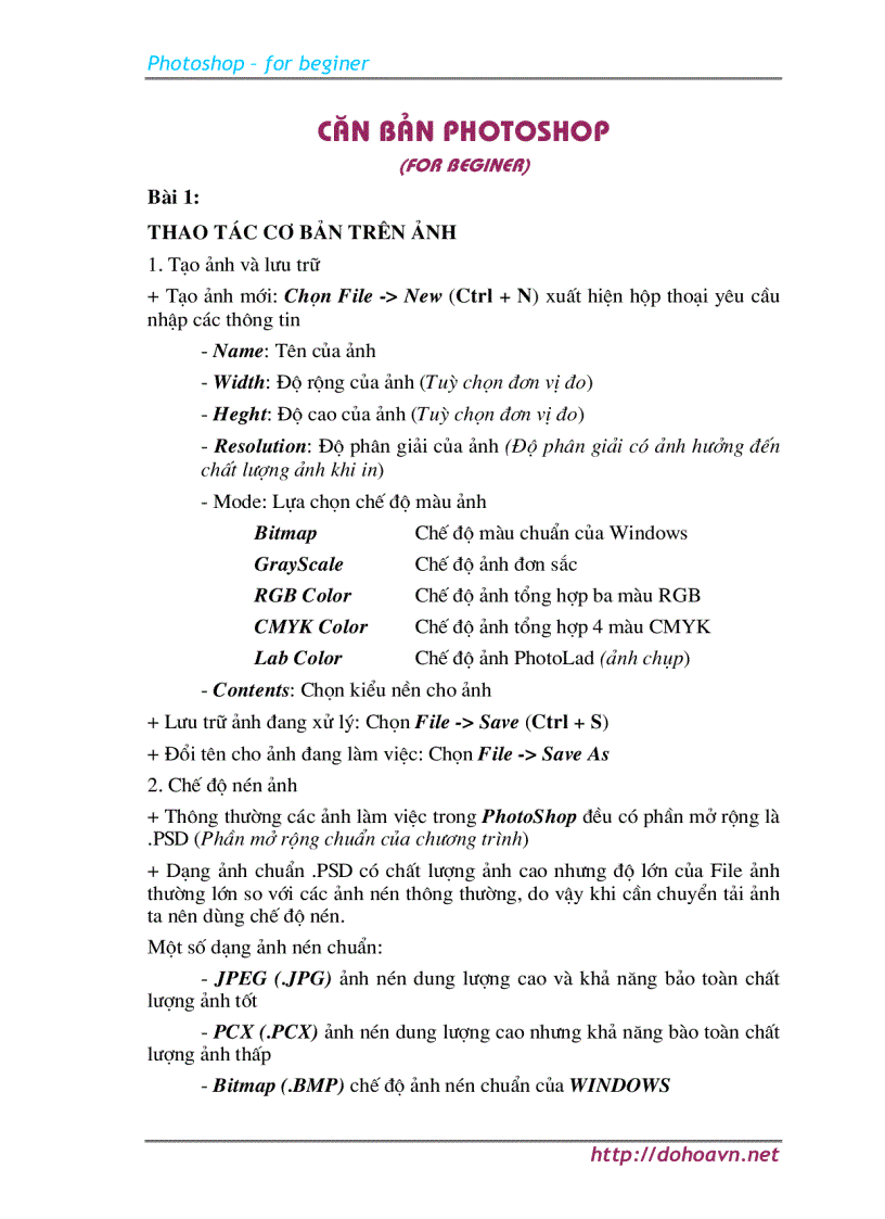 Căn bản PhotoShop For beginner