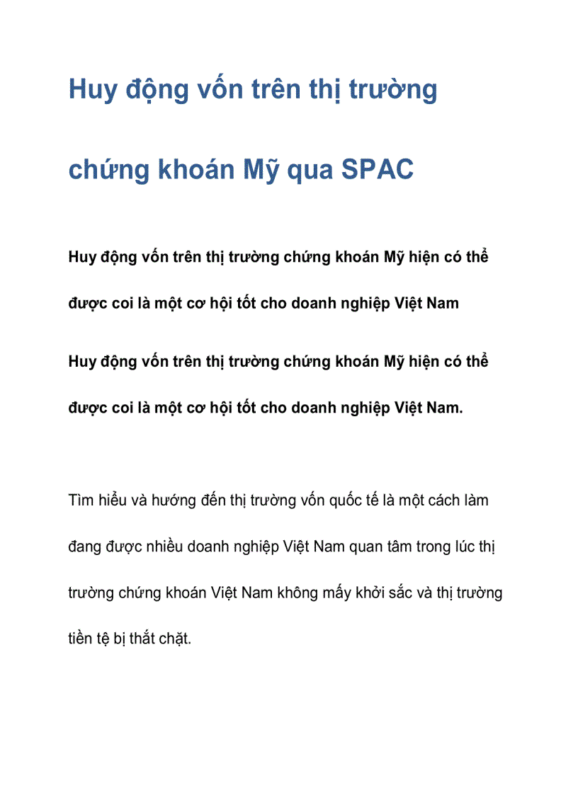 Huy động vốn trên thị trường chứng khoán Mỹ